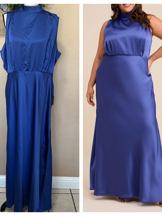 Lulus Dresses & Skirts - Lulus Classic Elegance Blue Satin Sleeveless Mock Neck Maxi Dress